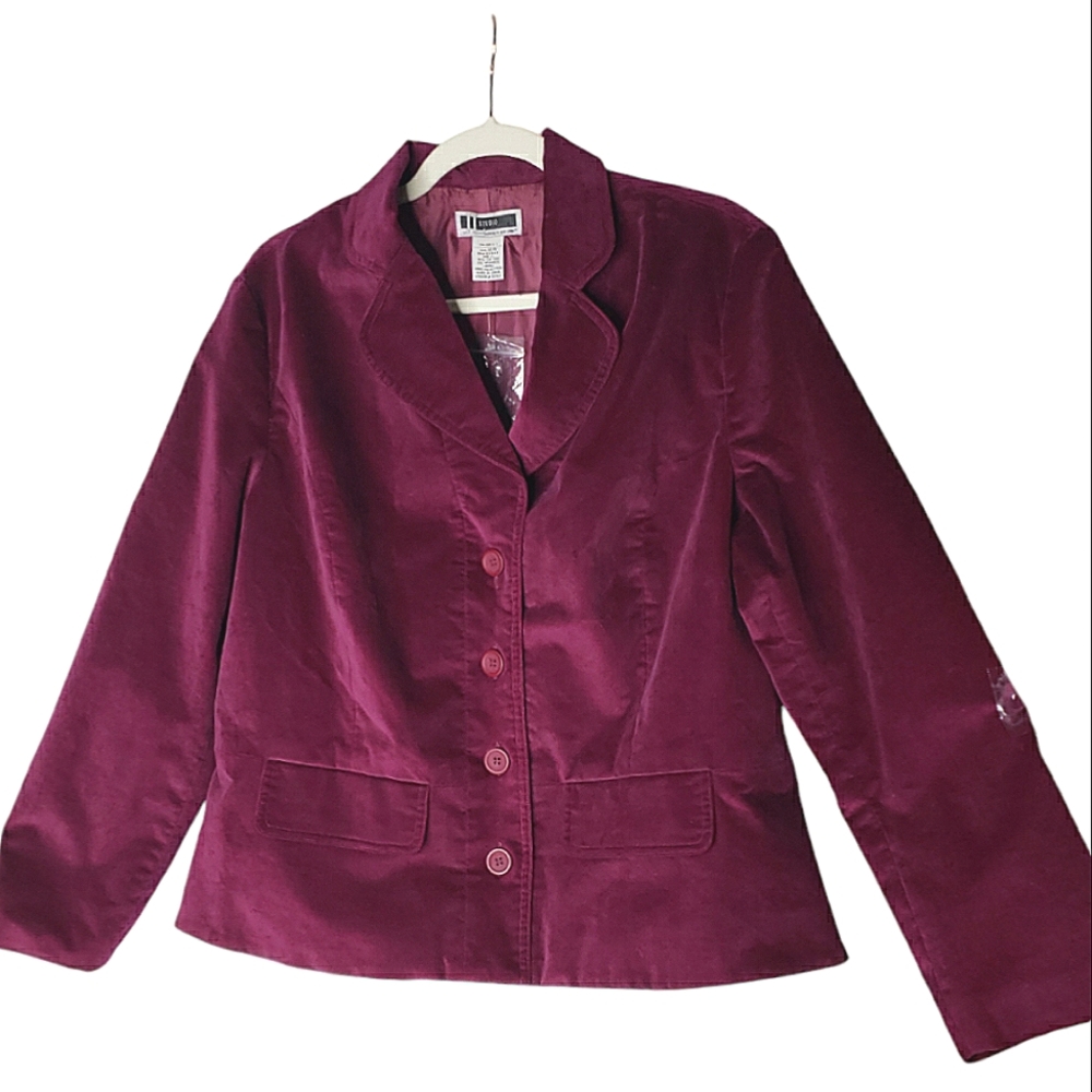 Vintage Velvet JL Studio Cotton Velour Four Button Blazer Holiday Events Peplum